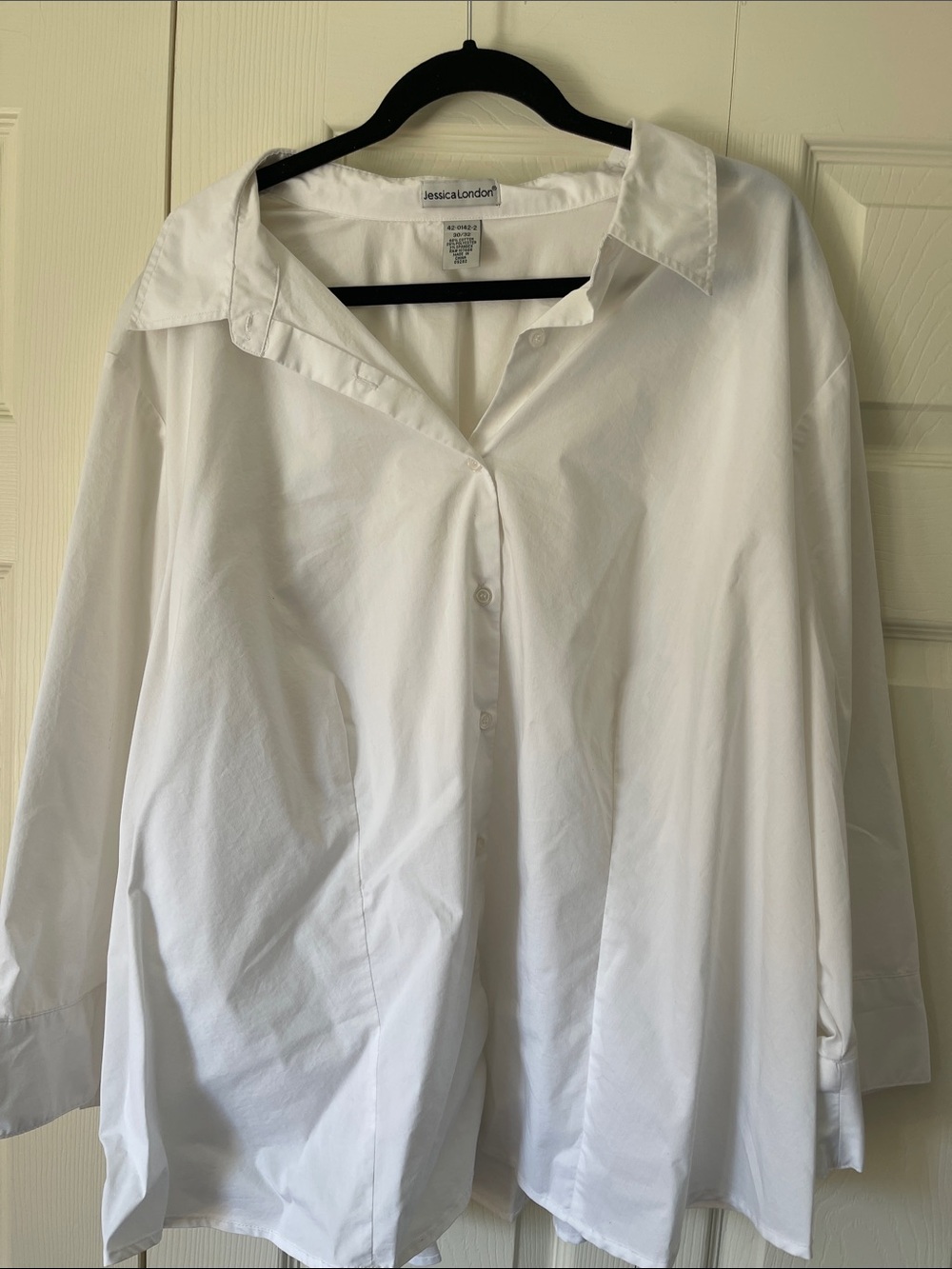 Jessica London White Relaxed Button-Down Shirt